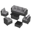 Aoxun 8pc Outdoor Patio Furniture Set with 44" Propane Fire Pit Table, Wicker Sectional Sofa with Cushions, Grey - 2 of 4
