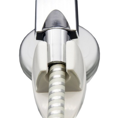 Evideco French Home Goods Non-Rotating Hand-Held Shower Head Bracket in White - Secure Suction Cup Mount, Fits Up to 1-Inch Base, No Drilling Required