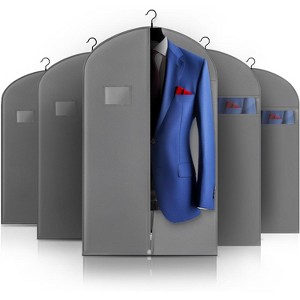 5 Pack 40-inch Black Garment Bags, Hanging Suit Covers with Transparent Window for Travel - 1 of 4