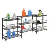 Breighton Home 32.5" Xtra Storage 3 Tier Wide Folding Metal Shelves with Set of 3 Deluxe Extension Shelves in Black - 3 of 4