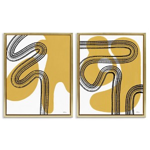 Stupell Industries Wavy Lines Over Shapes 2pc Floating Frame Art Set - 1 of 4
