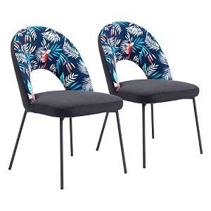 Zuo Merion Dining Chair (Set of 2) Multicolor Print & Black - 1 of 4