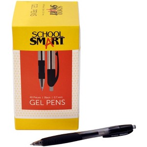 School Smart Retractable Gel Pens with Grip, Black Ink, Pack of 48 - 1 of 4