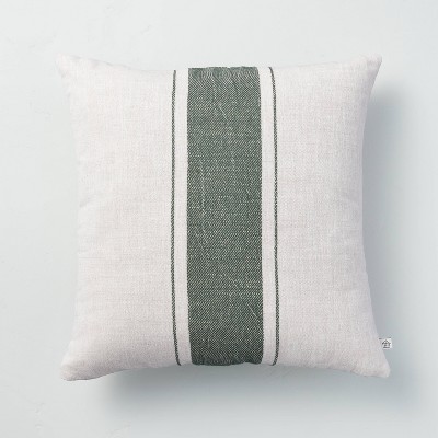 18" x 18" Bold Center Stripe Throw Pillow Green - Hearth & Hand™ with Magnolia