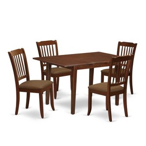 HomeStock 5-Pc Mahogany Finish Solid Wood Top - Rectangular Dining Room Set with Butterfly Leaf - Seats 4 - 1 of 4