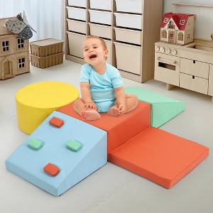 5-Piece Baby Soft Play Set, Indoor Foam Playground for Toddlers, Climbing Crawling Sliding Building Blocks, Montessori Activity Toys - 1 of 4
