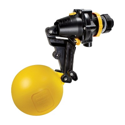 Jobe Valves TPV0075D Topaz Automatic Fill Controlled Water Stock Storage Tank Trough Float Valve with Detach Short Tail, 3/4 Inch Inlet, Yellow