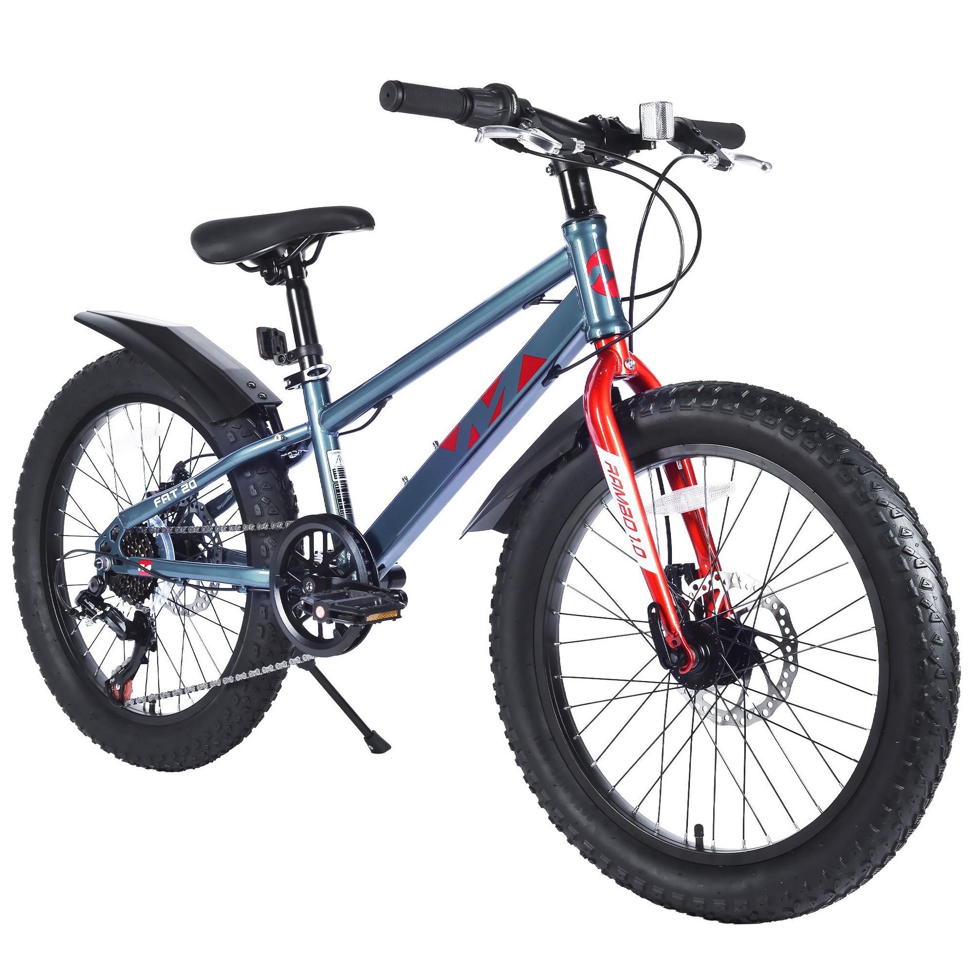NAYSAYE Kids Mountain Bike, 20 Inch Fat Tire Bike for Teen Ages 6-14 Year Old, Bicycle with 2.8-Inch Wide Tires and 7 Speed Drivetrain, Gray