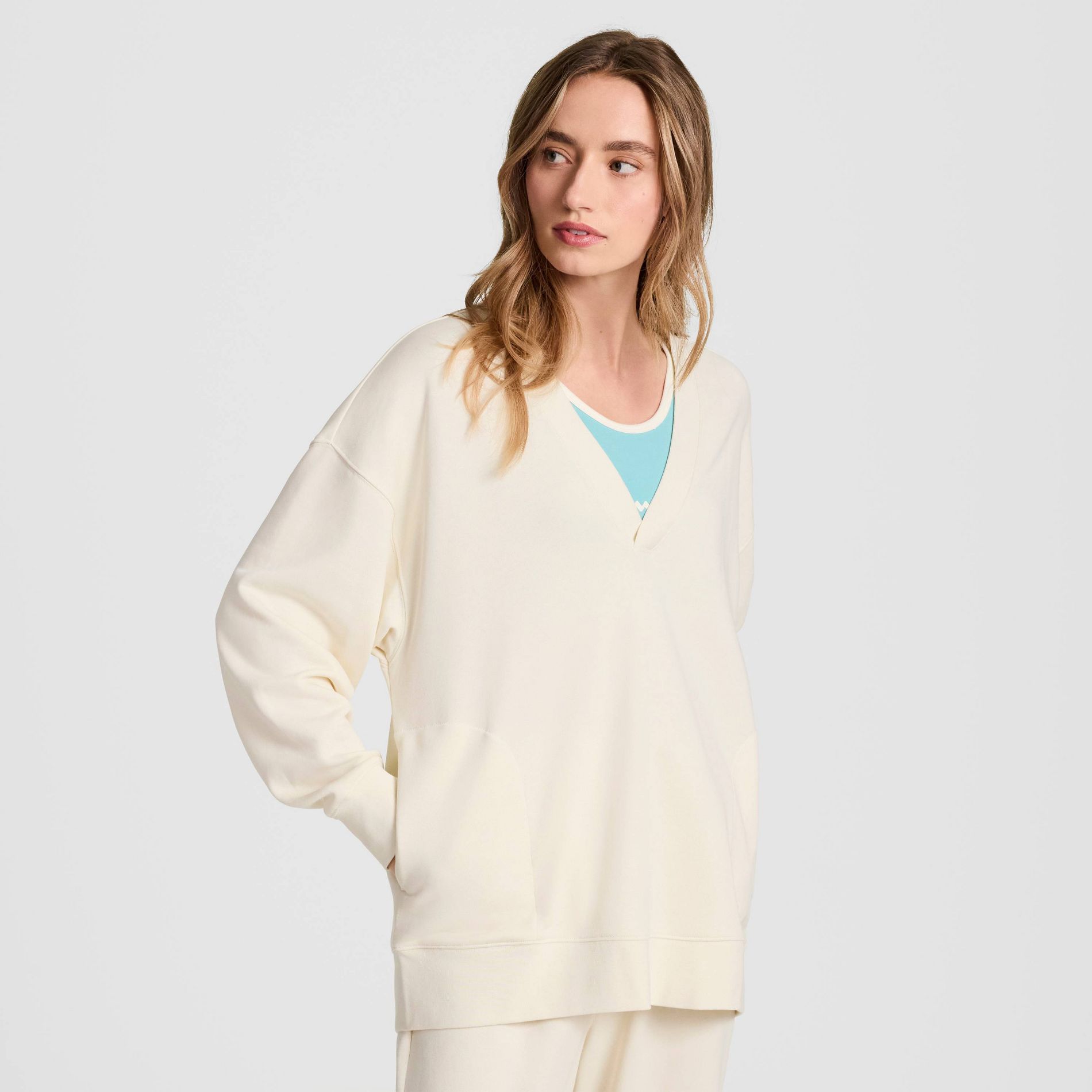 Champion Women's Long Sleeve V-Neck French Terry Pullover
