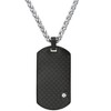 Steeltime 24" black carbon fiber, two tone black ip and stainless steel dog tag pendant with simulated diamond accent - 2 of 4