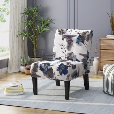 Lycvki Pattern Fabric Upholstered Accent Chair with Wood Legs