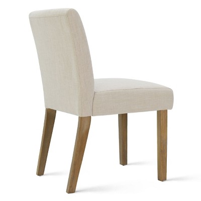 Beige Linen Upholstered Parsons Side Chair Set with Wood Legs