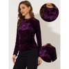 INSPIRE CHIC Women's Casual Vintage Velvet Crew Neck Long Sleeve T-shirts - 2 of 4
