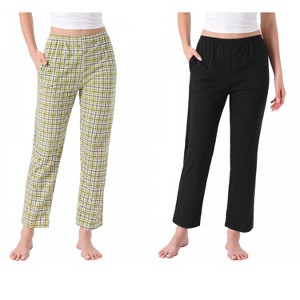 INSPIRE CHIC Women's 2 Pcs Cotton Pajama Bottoms Elastic Waist with Pocket Long Sleepwear Lounge Pants - 1 of 4