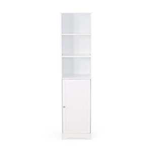 GlasFlength Bathroom Storage Cabinets Modern Freestanding Linen Tower with Open and Closed Storage for Bathroom, White, 15.75"*15"*63" - 1 of 4