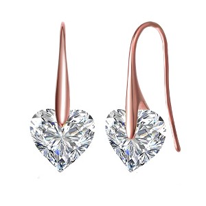 Guili Sterling Silver Heart Cubic Zirconia Earrings in White, 14K Yellow Gold, or Rose Gold Plating for a Romantic, Chic, and Elegant Look - 1 of 3
