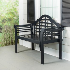 Evergreen Lutyens Wood Garden Bench - Black - 1 of 4