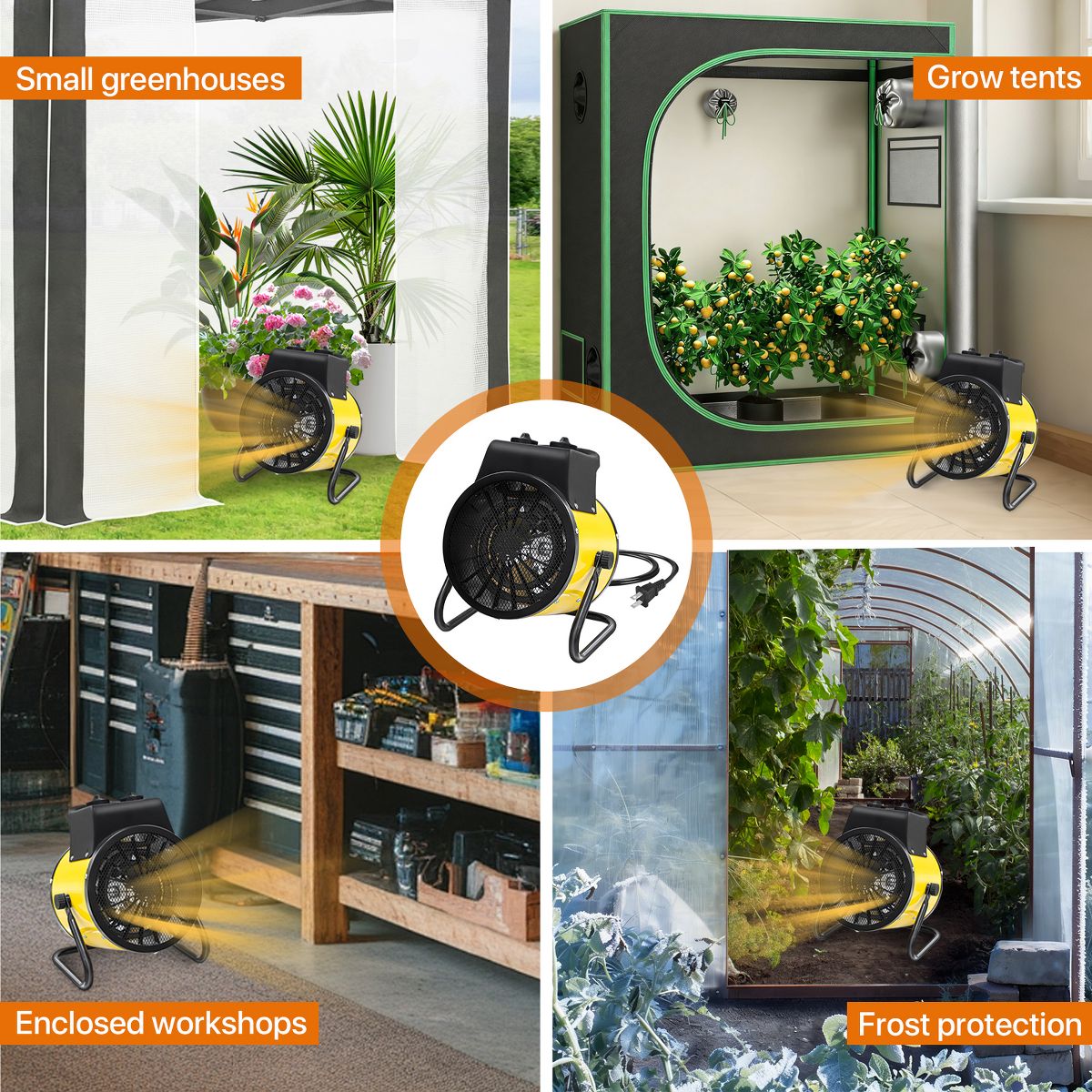 EAGLE PEAK 2 PCS 1500W Indoor Space Greenhouse Heater, Spray Water Resistant IPx4, Over-heat Protection - thumbnail 9