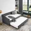 Upholstered Daybed with Trundle, Platform Bed Frame, Linen Storage Sofa Bed Frame for Living Room or Bedroom, Wood Slat Support - 2 of 4