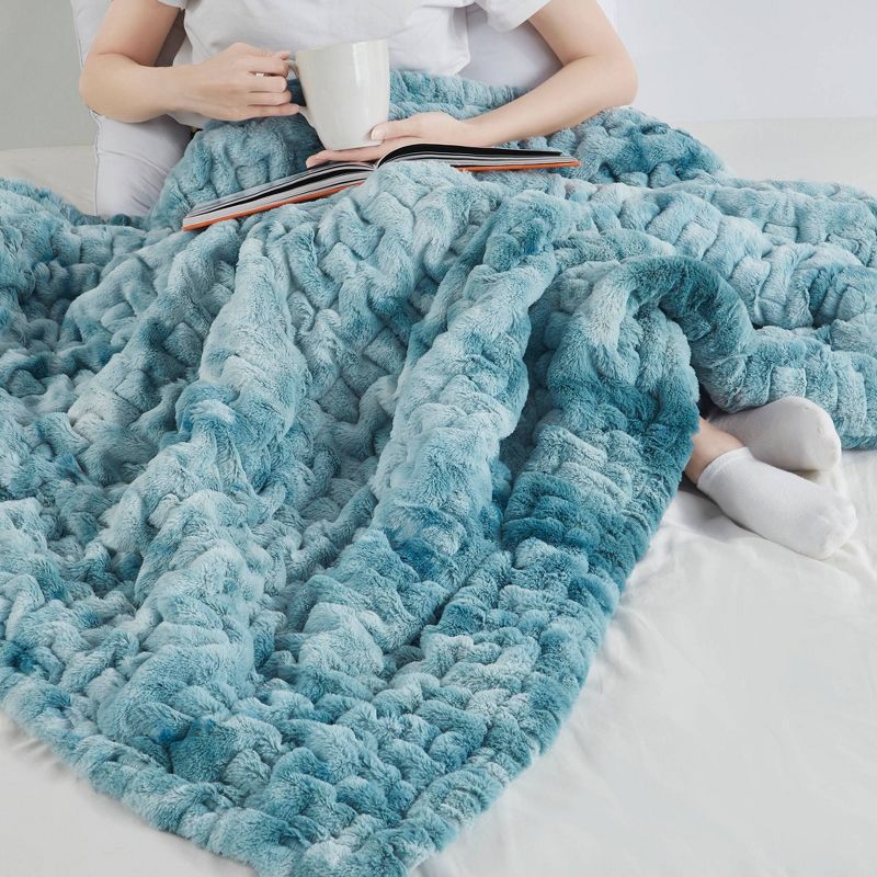 50"x60" Ruched Faux Fur Throw Blanket - Madison Park, 4 of 12