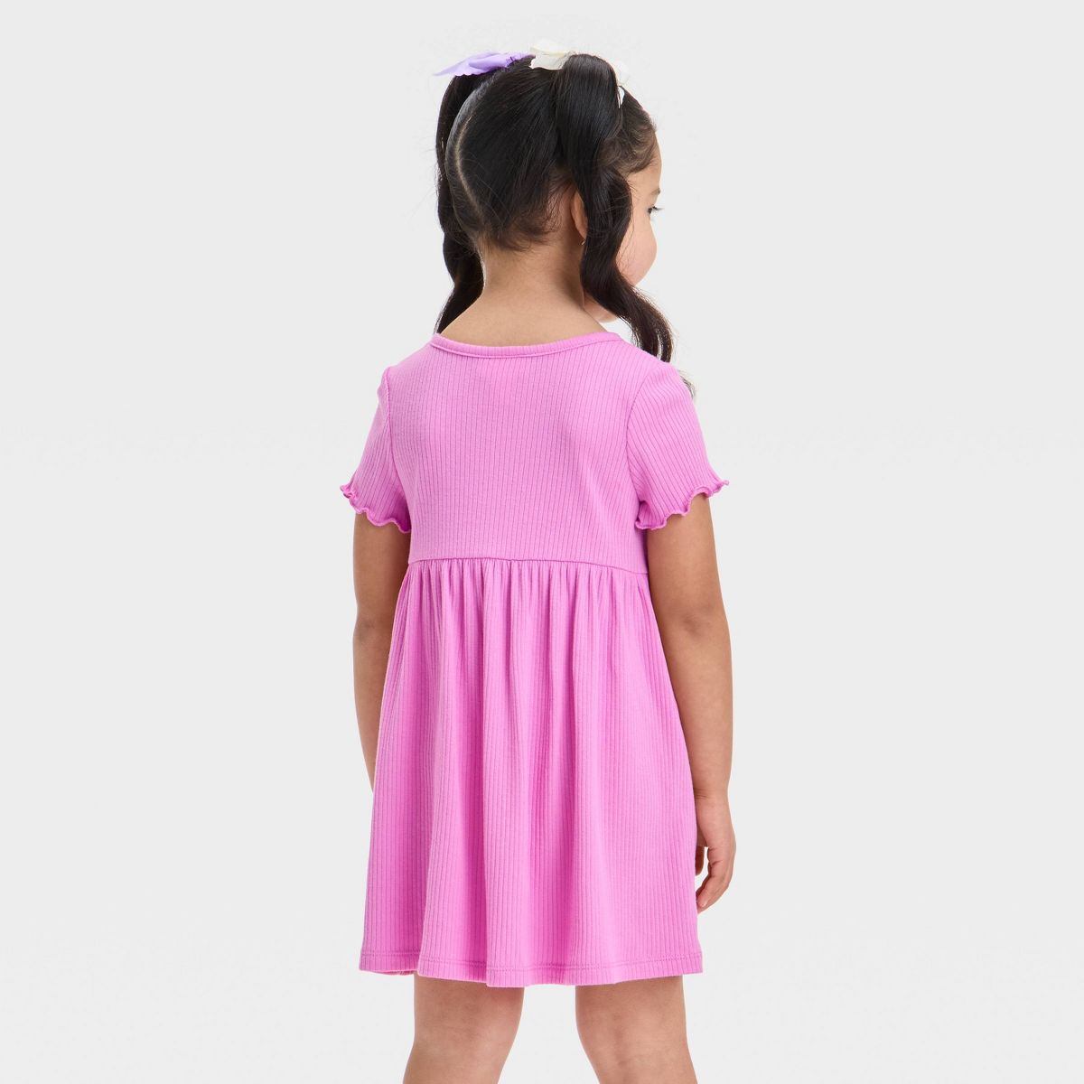 Toddler Girls' Short Sleeve Solid Ribbed Dress - Cat & Jack™ - thumbnail 2