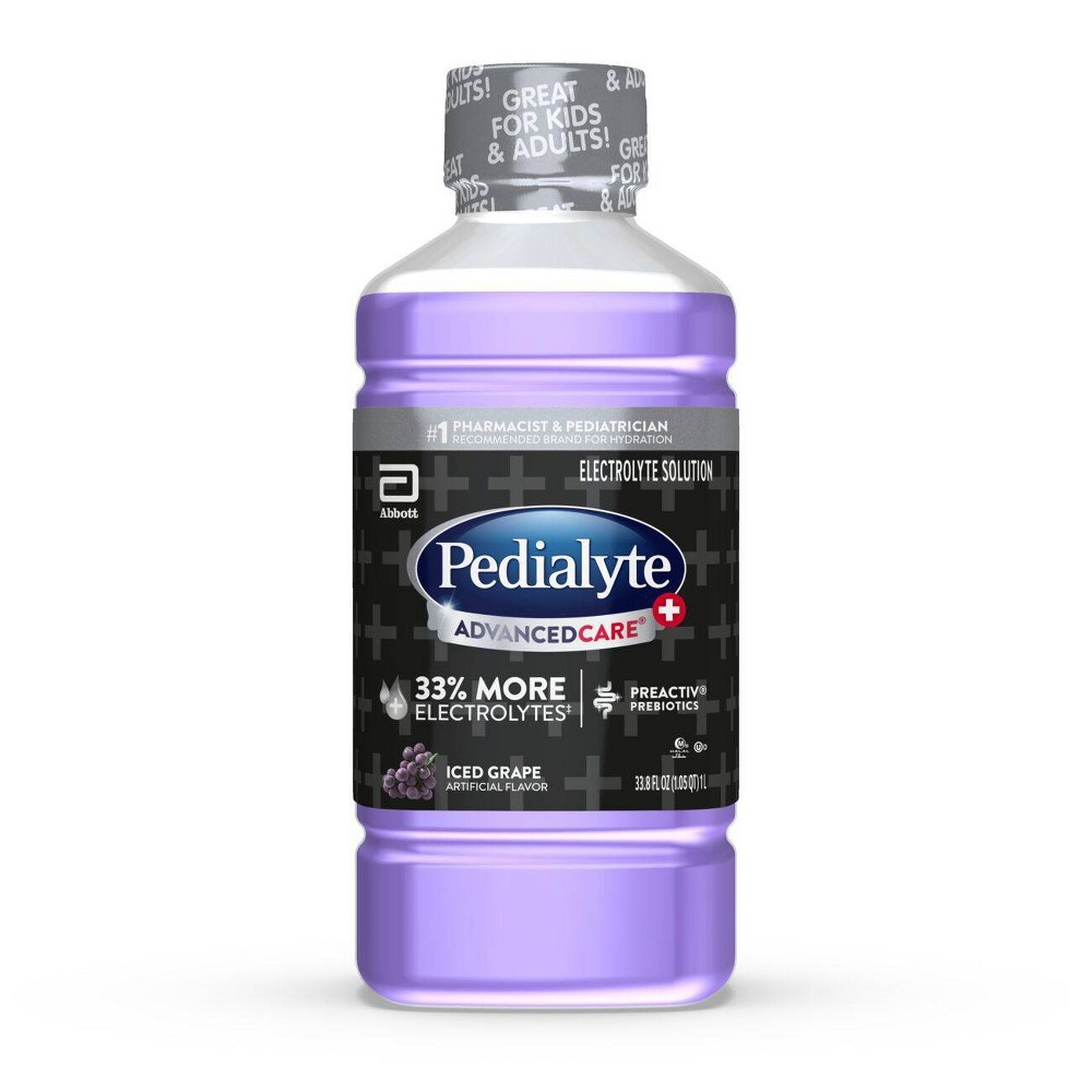 Pedialyte Advanced Care Plus Electrolyte Solution Hydration Drink - Iced Grape - 33.8 fl oz