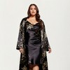 Anna-Kaci Lounge Women's Satin Slip Dress and Long Robe Set with Floral Pattern Draped Neckline and Elegant Flowing Layered Design - 2 of 4