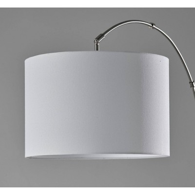 71" Adjustable White Marble Base Arc Lamp with Linen Shade