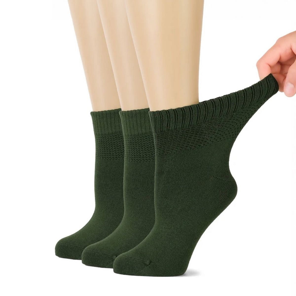 Hugh Ugoli Women's Diabetic Bamboo Ankle Socks Soft Seamless Toe Wide Fit (3 Pairs)
