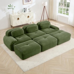 Oversized Corduroy Modular L/U-Shaped Cloud Sectional Sofa with Ottomans, Free combination, Pet-Friendly, No Assembly Required - 1 of 4