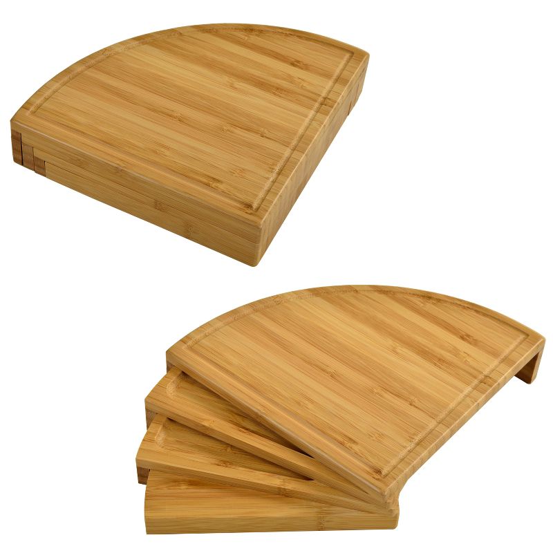 Picnic at Ascot Patented Bamboo Cheese & Charcuterie Board - Stores as a Compact Wedge- Opens to 13" Diameter, 2 of 5