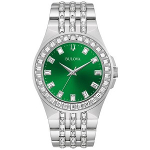 Bulova Men's Crystals Phantom Silver Stainless Steel Quartz Watch, Green Dial - 1 of 4