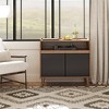 Magnolia Record Player Stand with Storage Walnut/Black - Novogratz - 3 of 4