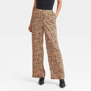 Women's Mid-Rise Straight Leg Satin Pull-On Pants - A New Day™ - 1 of 3