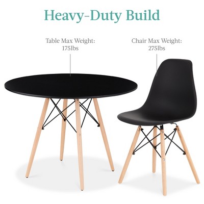 Compact Black and Oak 5-Piece Mid-Century Modern Dining Set