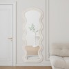 Whisen Flannel Wavy Full-Length Mirror with Soft Padded Wooden Design, Irregular Floor or Wall Mirror, 3 Colors - 3 of 4