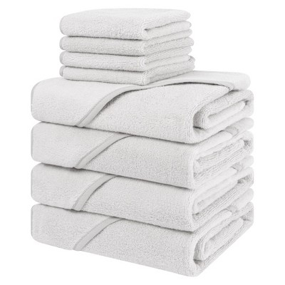 Gray Hooded Baby Bath Towel and Washcloth Set in Turkish Cotton