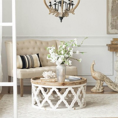 Crete Rustic Round Wooden Coffee Table, Decor Side Table, Consle table for Living Room, Indoor Furniture - The Pop Home