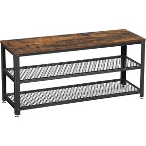 2-in-1 Storage Bench & 3-Tier Shoe Rack - Metal Mesh Shelf Organizer with Seat, Space-Saving for Entryways & Hallways - 1 of 4