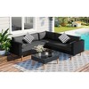 SKRAN 4-pieces Outdoor Wicker Sofa Set, Patio Furniture with Pillows, L-shape sofa set for Backyard Poolside Garden - 2 of 4