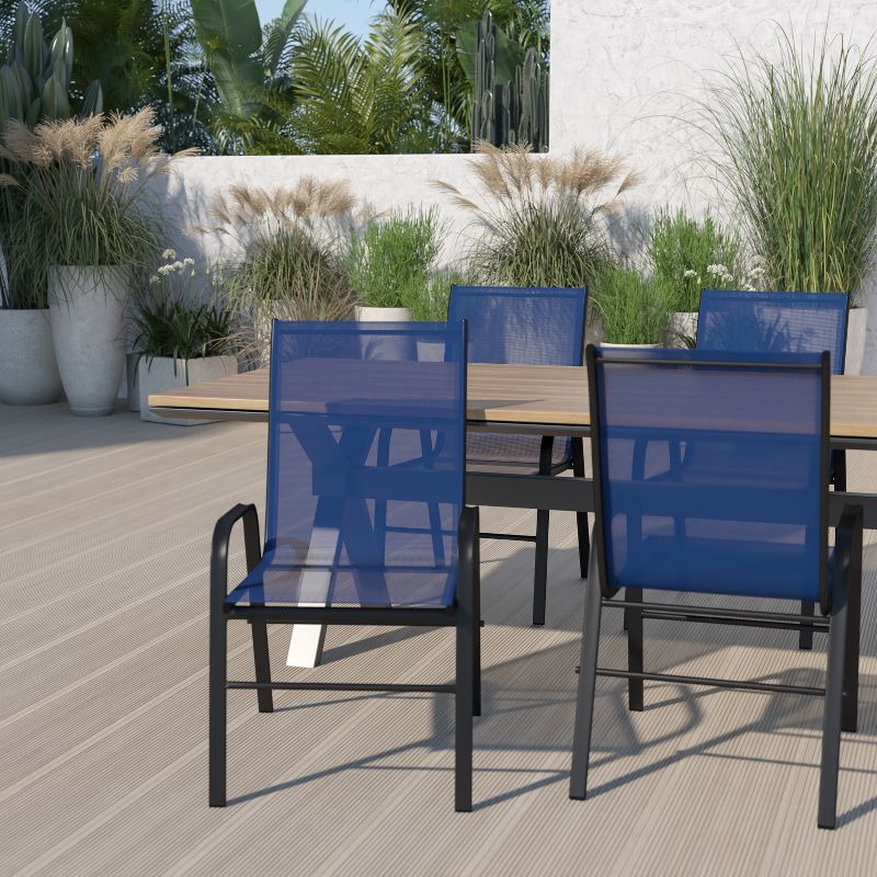 Emma and Oliver 4 Pack Outdoor Stack Chair with Flex Comfort Material - Patio Stack Chair, 3 of 15