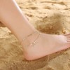 Turandoss Ankle Bracelets for Women, 14K Gold Plated Dainty Layered Chain CZ Initial Anklets Set Summer Jewelry Gifts - 3 of 4