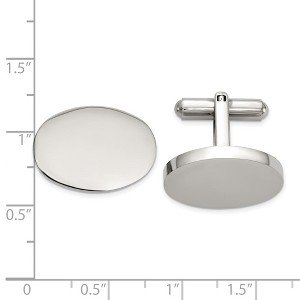 Chisel Stainless Steel Polished Oval Cuff Links - 1 of 2