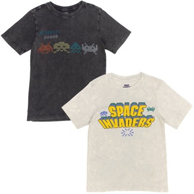Space Invaders Video Game Big Boys 2 Pack T-Shirts Gray 18