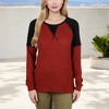 Anna-Kaci Women's Long Sleeve Waffle Knit Top with Raglan Color Block Sleeves and Crew Neck - 4 of 4