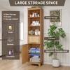 Rattan Storage Cabinet with Adjustable Shelves & Drawer, Tall Narrow Cabinet - 3 of 4