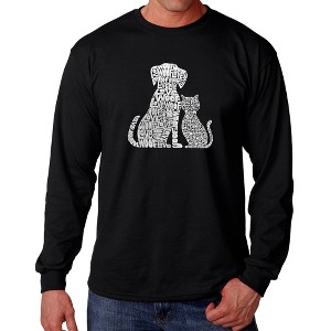 LA Pop Art Men's Word Art Long Sleeve T-shirt - Dogs and Cats - 1 of 4