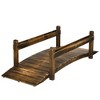 Outsunny Wooden Garden Bridge with Planters, Stained Finish Arc Footbridge with Safety Railings for Backyard, Pond Stream, Stained Wood - 4 of 4