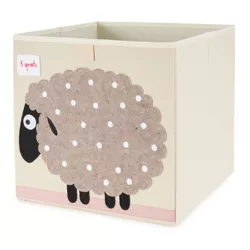 3 Sprouts Kids Childrens Collapsible Felt 13x13x13 Inch Storage Cube Bin Box for Cubby Shelves, Gray Sheep with Polka Dots