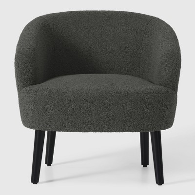 WestinTrends Alexandria 29" Wide Mid Century Modern Faux Shearling Barrel Accent Arm Chair